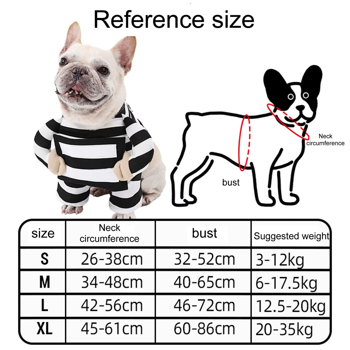 Halloween Funny Prisoner Dog Costume - Striped Prisoner Dog Cosplay Clothes Soft, Comfortable & Easy to Wear.A Cute ID Tag