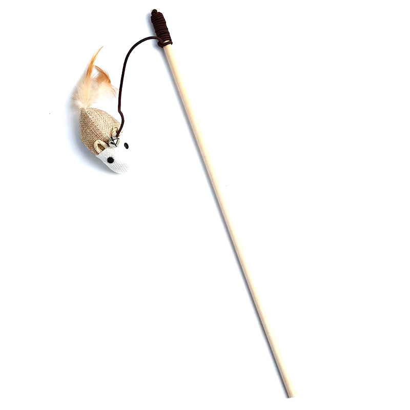 Engaging Feather Teaser Wand for Cats - Interactive Fun with Colorful Mouse Style Toys