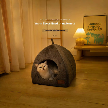 Closed Cat Bed House for Indoor Winter Warm Deep Sleep Comfort Pet Basket Cozy Little Mat for Small Dog Kitten Accessories