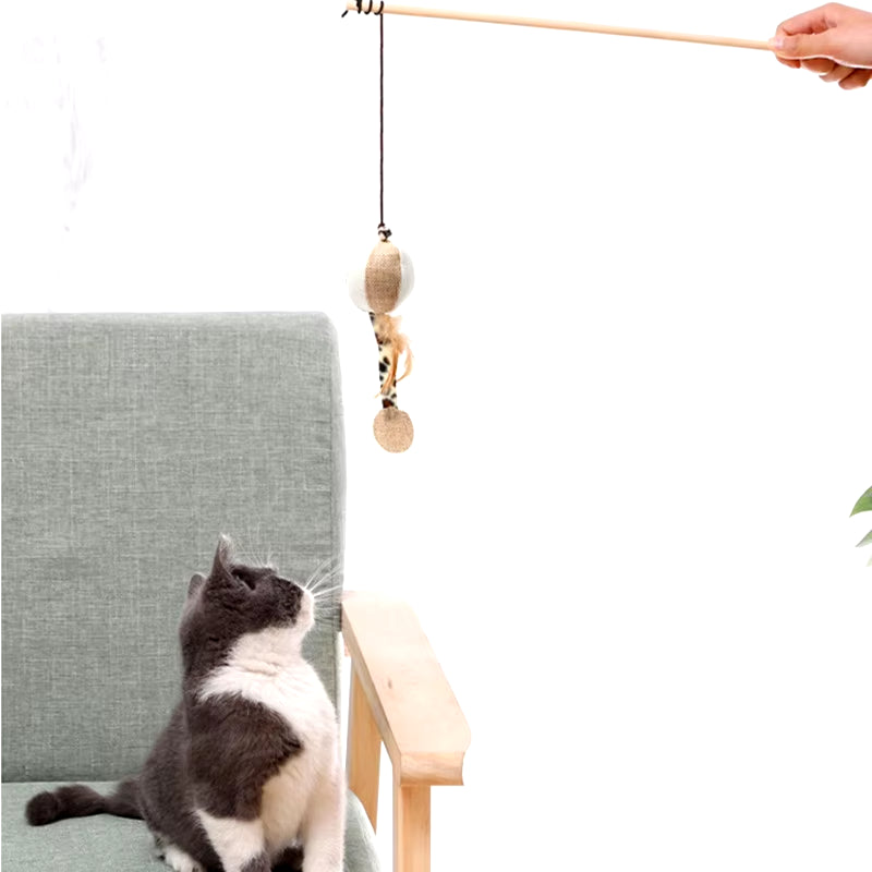 Engaging Feather Teaser Wand for Cats - Interactive Fun with Colorful Mouse Style Toys