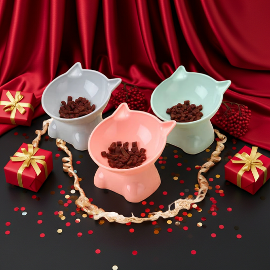 Cute Cat Bowl Tilted High-Legged Cat Bowl Cat Eating Bowl Cat Food Bowl Black Water Bowl Cat Food Bowl Dog Bowl