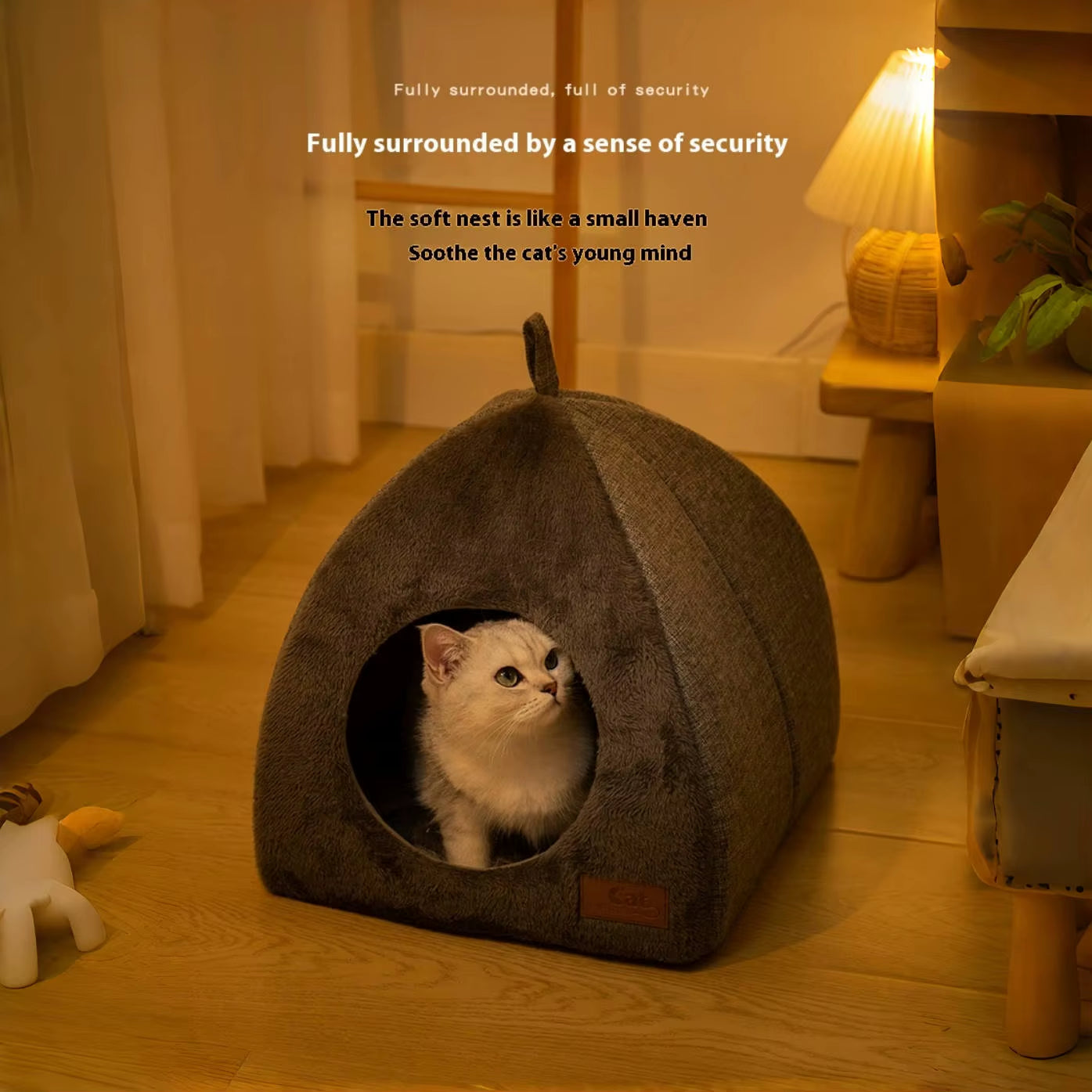 Closed Cat Bed House for Indoor Winter Warm Deep Sleep Comfort Pet Basket Cozy Little Mat for Small Dog Kitten Accessories