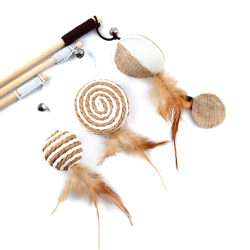 Engaging Feather Teaser Wand for Cats - Interactive Fun with Colorful Mouse Style Toys